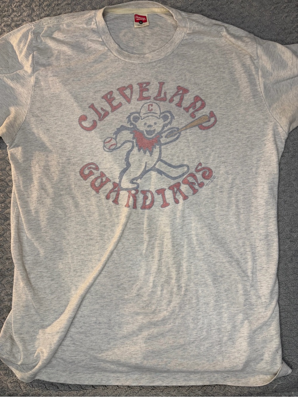 HOMAGE Light Gray Kids Graphic Tee with Red and Navy Mascot